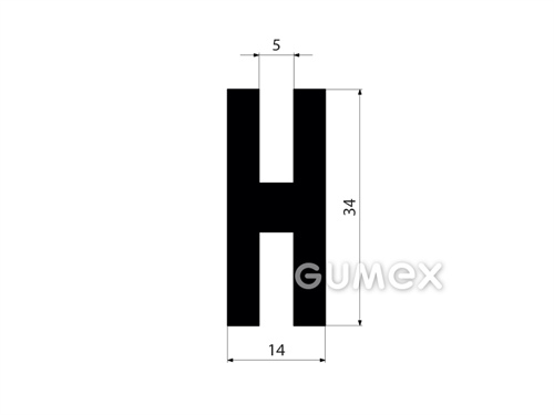 "H" Gummiprofil, 34x14/5/5mm, 70°ShA, EPDM, -40°C/+100°C, schwarz, 
